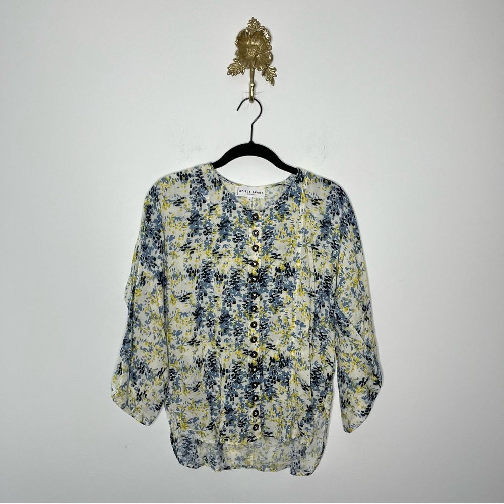 Apiece Apart Silk Blend Button Front Top 4